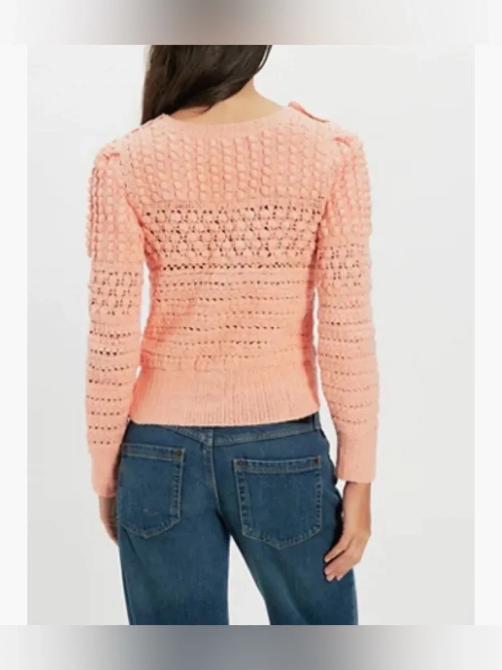 NWT Free People Penny Crochet Cotton Pullover - paradise peach - large